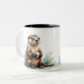 Wasserfarben-Otter-Kaffee-Tasse Zweifarbige Tasse (Vorderseite Links)