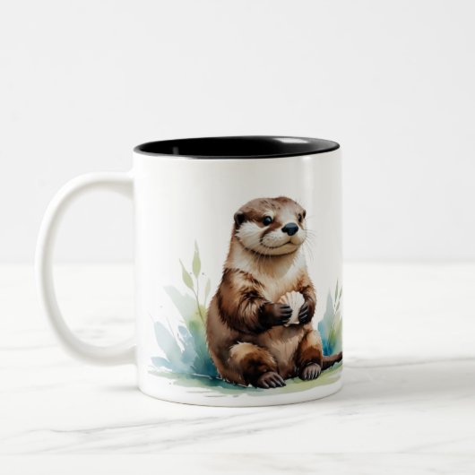Wasserfarben-Otter-Kaffee-Tasse Zweifarbige Tasse (Links)
