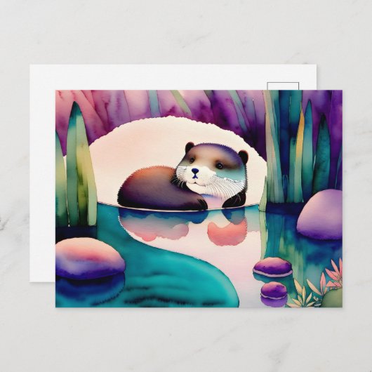 Wasserfarben-Otter, Postüberquerung Postkarte (Vorne/Hinten)