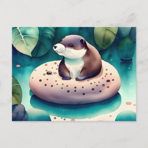 Wasserfarben-Otter, Postüberquerung Postkarte