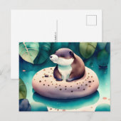 Wasserfarben-Otter, Postüberquerung Postkarte (Vorne/Hinten)