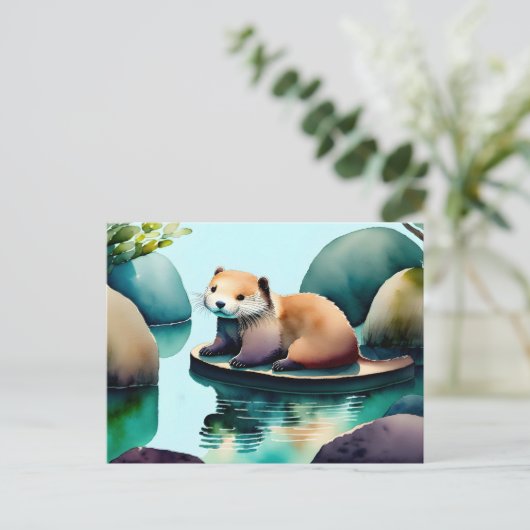 Wasserfarben-Otter, Postüberquerung Postkarte (Stehend Vorderseite)