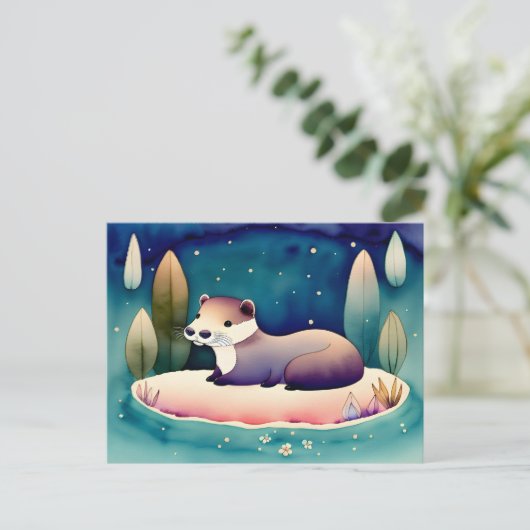 Wasserfarben-Otter, Postüberquerung Postkarte (Stehend Vorderseite)