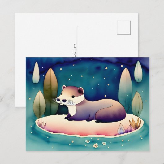 Wasserfarben-Otter, Postüberquerung Postkarte (Vorne/Hinten)