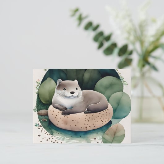 Wasserfarben-Otter, Postüberquerung Postkarte (Stehend Vorderseite)