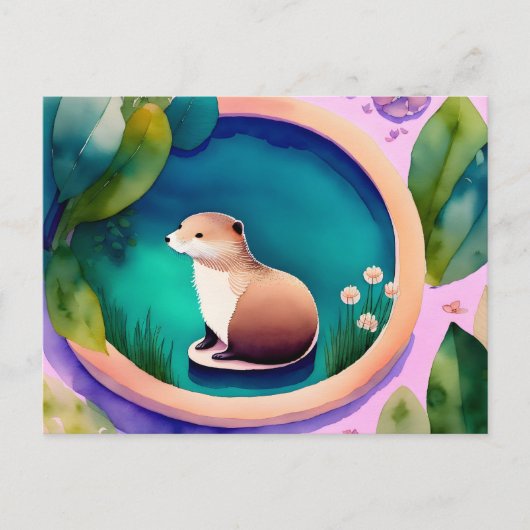 Wasserfarben-Otter, Postüberquerung Postkarte (Vorderseite)