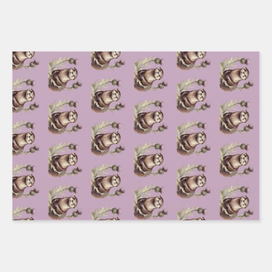 Wasserfarben-Otter und -disteln Geschenkpapier Set (Vorderseite 2)