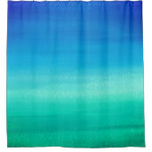 Wasserfarben Ozean Blauer grüner Strand tropisch Duschvorhang (Vorderseite)