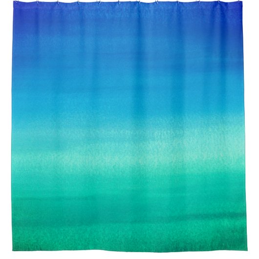 Wasserfarben Ozean Blauer grüner Strand tropisch Duschvorhang (Vorderseite)