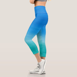 Wasserfarben Ozean Blue Green Summer Themenübung Capri Leggings