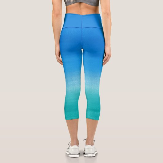 Wasserfarben Ozean Blue Green Summer Themenübung Capri Leggings (Rückseite)