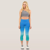 Wasserfarben Ozean Blue Green Summer Themenübung Capri Leggings (Vorderseite)