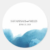 Wasserfarben Ozean Blue Wedding Stickers (Vorderseite)