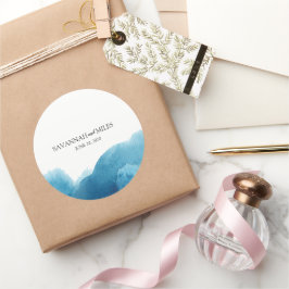 Wasserfarben Ozean Blue Wedding Stickers