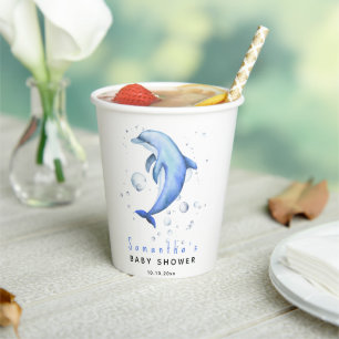 Wasserfarben-Ozean-Delfin-Baby-Party Pappbecher