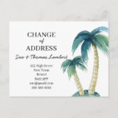 Wasserfarben Palm Tree Beach Änderung der Adresse Ankündigungspostkarte (Vorderseite)
