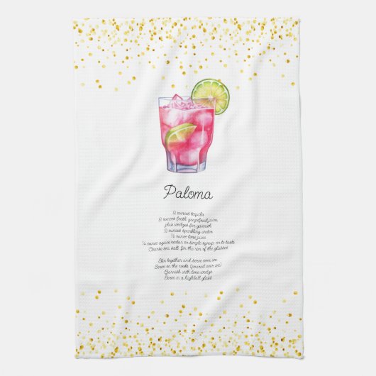 Wasserfarben Paloma Custom Drink Rezept Geschirrtuch (Vertikal)
