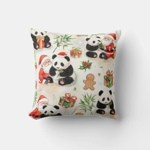 Wasserfarben-Panda-Weihnachtsfeiertag Kissen