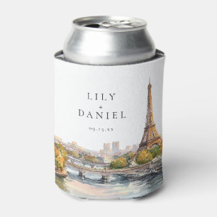 Wasserfarben Paris Frankreich Ziel Hochzeit Dosenkühler