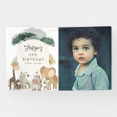 Wasserfarben Party Tiere Foto Geburtstagsparty Banner (Horizontal)