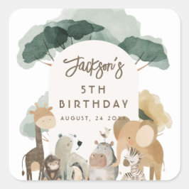 Wasserfarben Party Tiere Foto Geburtstagsparty Quadratischer Aufkleber