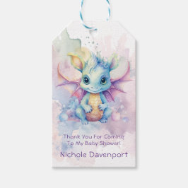 Wasserfarben Pastel Dragon Girl Babydusche Dank Geschenkanhänger