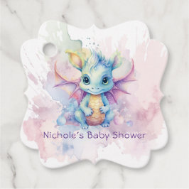 Wasserfarben Pastel Dragon Girl Babydusche Geschenkanhänger