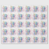 Wasserfarben Pastel Dragon Girl Babydusche Geschenkpapier (Flach)