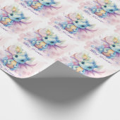 Wasserfarben Pastel Dragon Girl Babydusche Geschenkpapier (Ecke)