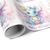 Wasserfarben Pastel Dragon Girl Babydusche Geschenkpapier (Rolleneckpunkt)