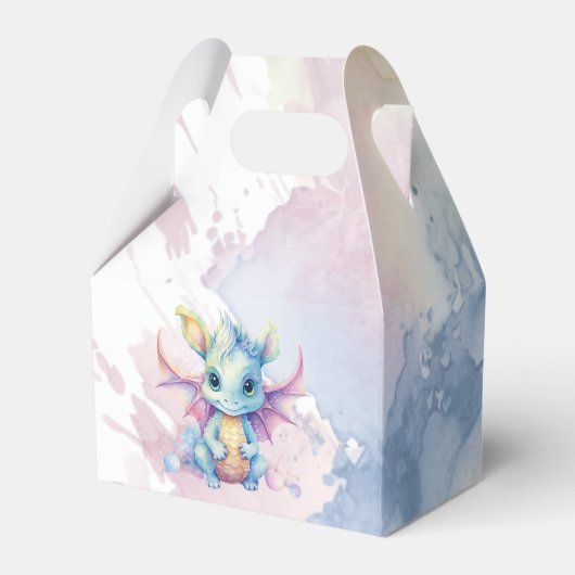 Wasserfarben Pastel Dragon Girl Babydusche Geschenkschachtel (Rückseite)