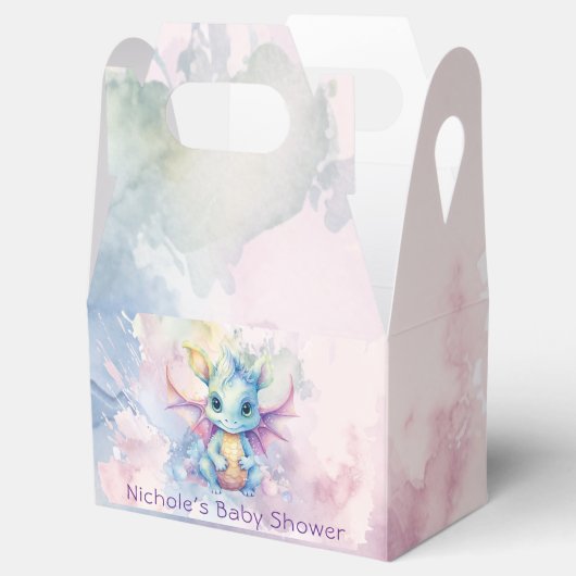 Wasserfarben Pastel Dragon Girl Babydusche Geschenkschachtel (Geöffnet)