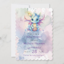 Wasserfarben Pastel Dragon Girl Babydusche Niedlic