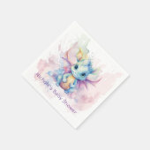 Wasserfarben Pastel Dragon Girl Babydusche Serviette (Ecke)