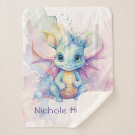 Wasserfarben Pastel Dragon Girl Babyduschgeschenk Sherpadecke