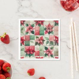 Wasserfarben-Patchwork Poinsettia Dekoupage Napkin Serviette