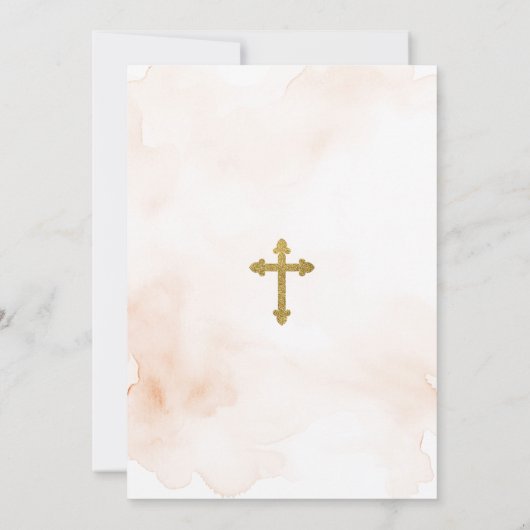 Wasserfarben Peach Floral Girl Einladung (Rückseite)