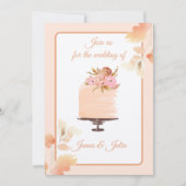 Wasserfarben-Peach-Floral Hochzeitthema Einladung (Vorderseite)