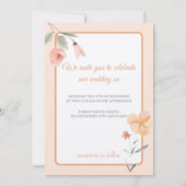 Wasserfarben-Peach-Floral Hochzeitthema Einladung (Rückseite)
