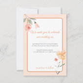 Wasserfarben-Peach-Floral Hochzeitthema Einladung (Rückseite)
