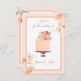 Wasserfarben-Peach-Floral Hochzeitthema Einladung
