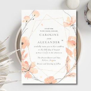 Wasserfarben Peach Floral Speckletone Hochzeit Einladung