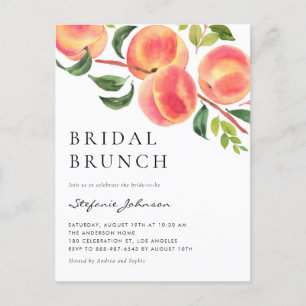 Wasserfarben Peach Fruchtsommer Bridal Brunch Einladungspostkarte