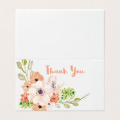 Wasserfarben Peach Peony Dankeschön Karte (Außenseite Aufgefaltet)