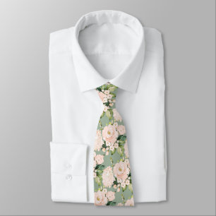 Wasserfarben Peach Rose Peonies Hydrangeas Krawatte
