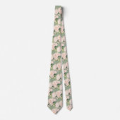 Wasserfarben Peach Rose Peonies Hydrangeas Krawatte (Vorderseite)
