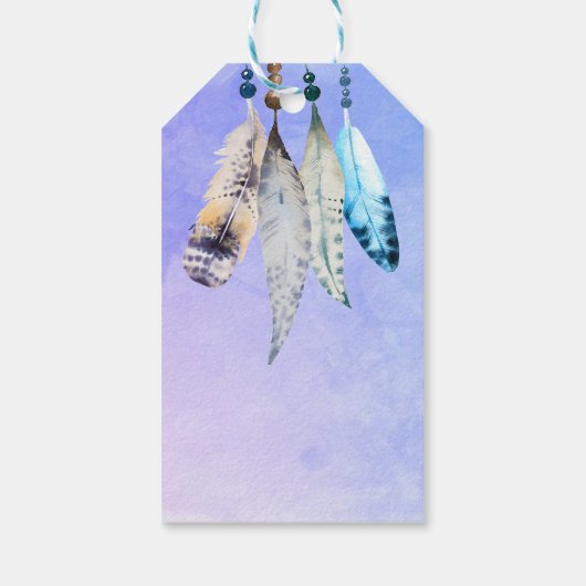 Wasserfarben Perlen 'n Feathers Vielen Dank Geschenkanhänger (Rückseite)