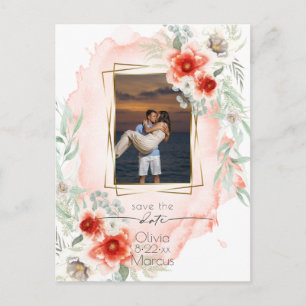 Wasserfarben Persimmon Foto Save the Date Postkarte