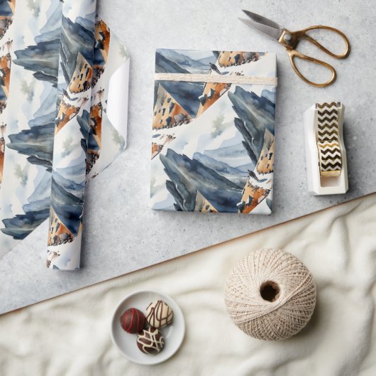 Wasserfarben Person Wandern Berg Geschenkpapier (Kunsthandwerk)