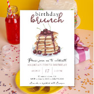 Wasserfarben-Pfannkuchen-Erster-Geburtstags-Brunch Einladung